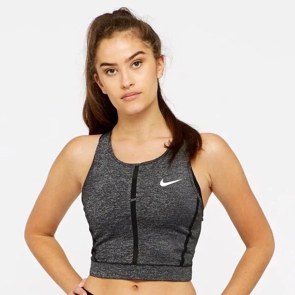 Nike Pro Like New Hypercool Women's Crop Tank Sports Bra Charcoal Grey - Picture 1 of 8